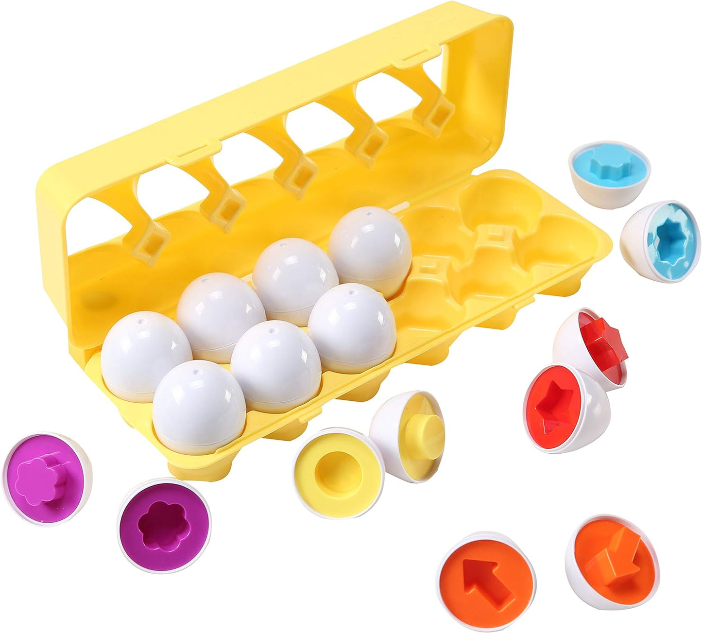 Fun STEM Shape and Color Egg Matching Toy Set (12 Eggs)