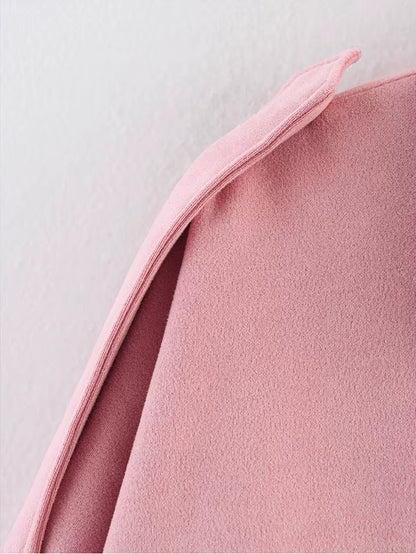 Women Suede Bomber Bubble Jacket