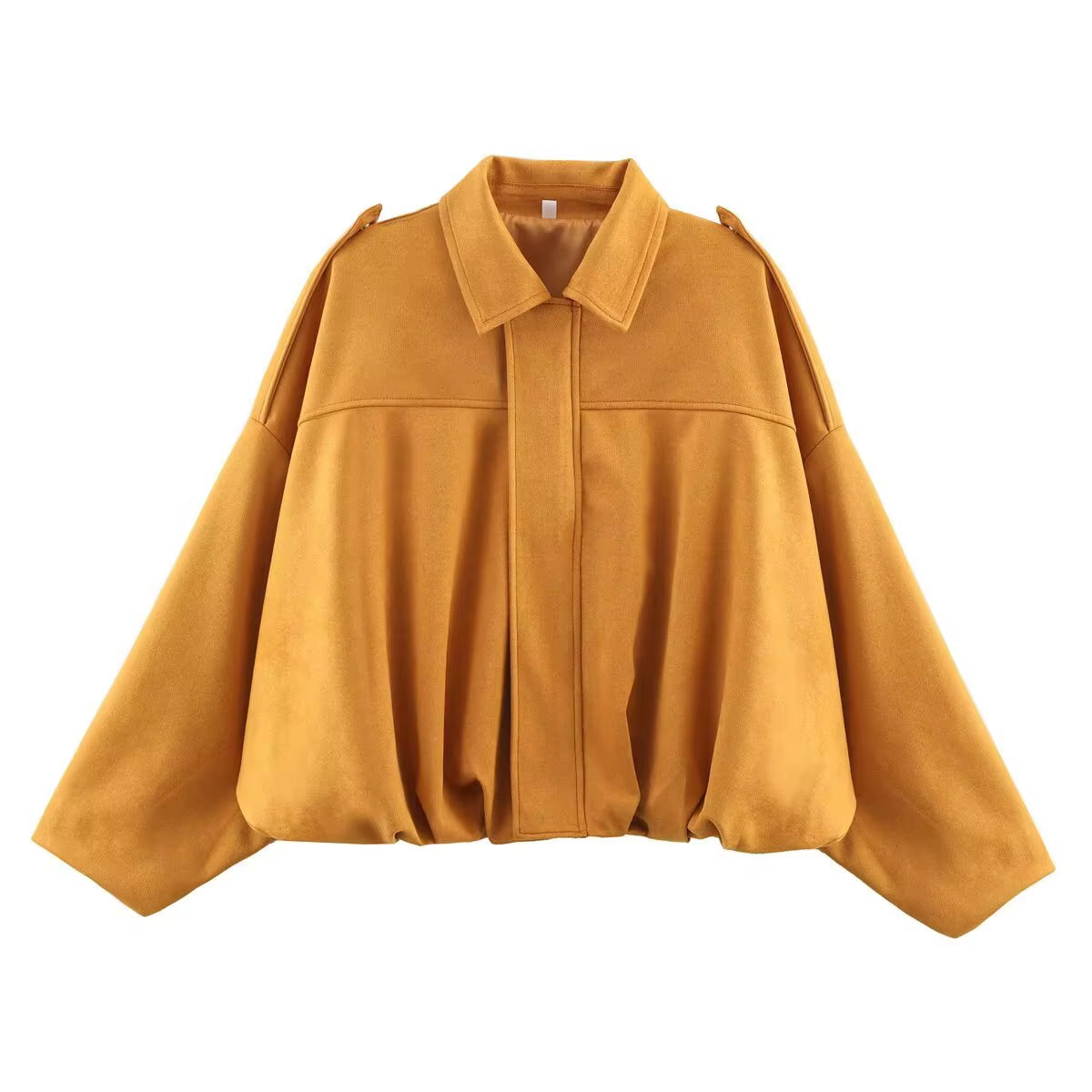 Women Suede Bomber Bubble Jacket
