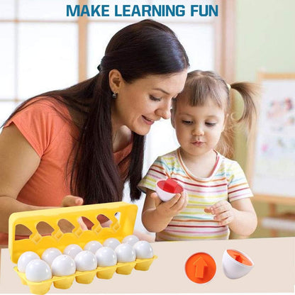 Fun STEM Shape and Color Egg Matching Toy Set (12 Eggs) 