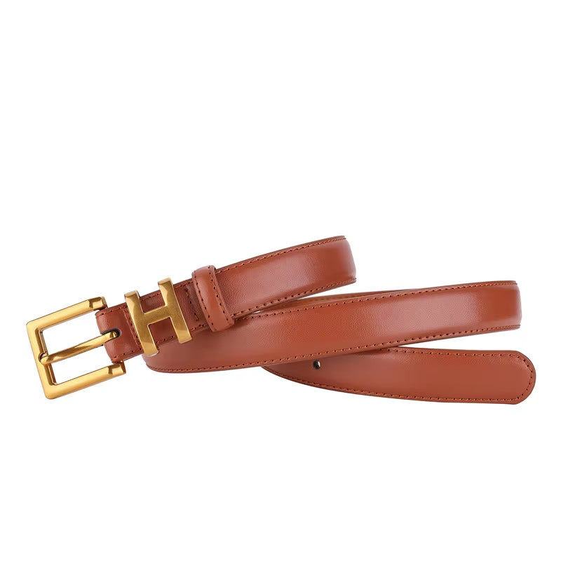 Luxury Women's Belt with Gold Buckle 