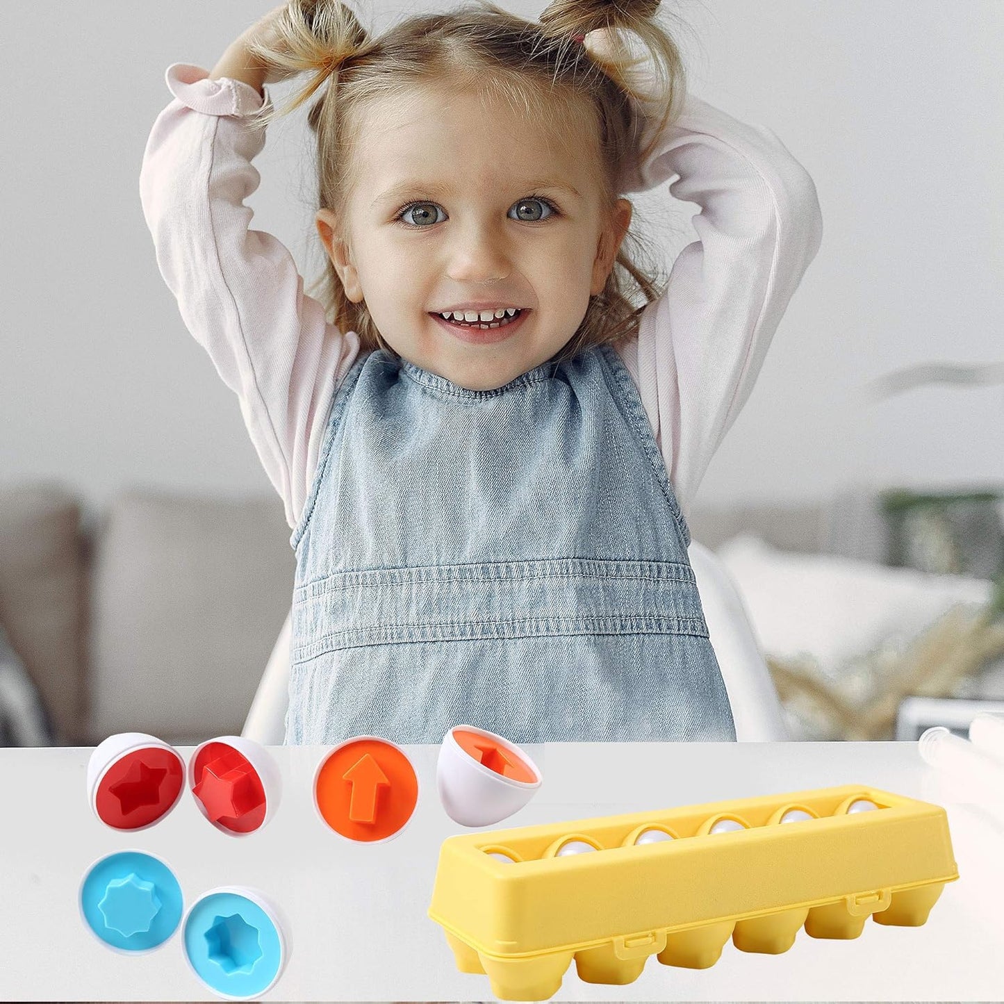 Fun STEM Shape and Color Egg Matching Toy Set (12 Eggs) 