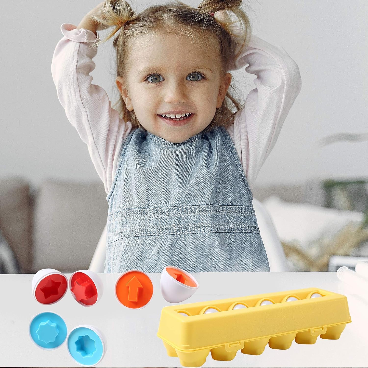 Fun STEM Shape and Color Egg Matching Toy Set (12 Eggs) 