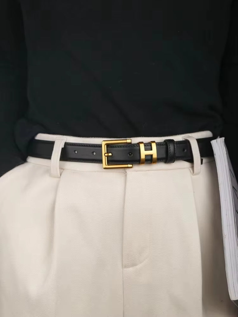 Luxury Women's Belt with Gold Buckle 