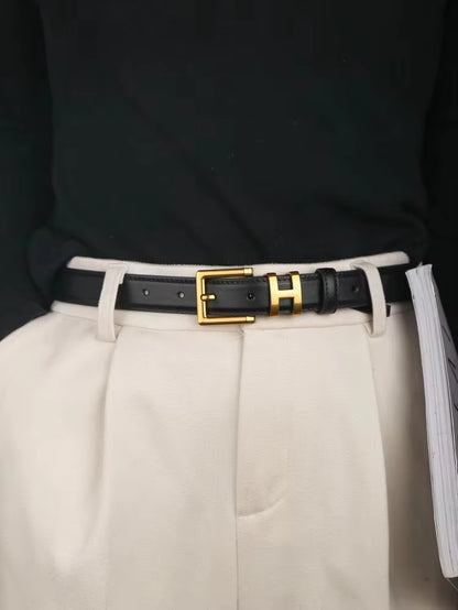 Luxury Women's Belt with Gold Buckle 