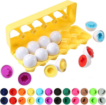 Fun STEM Shape and Color Egg Matching Toy Set (12 Eggs) 