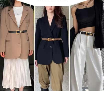 Luxury Women's Belt with Gold Buckle 