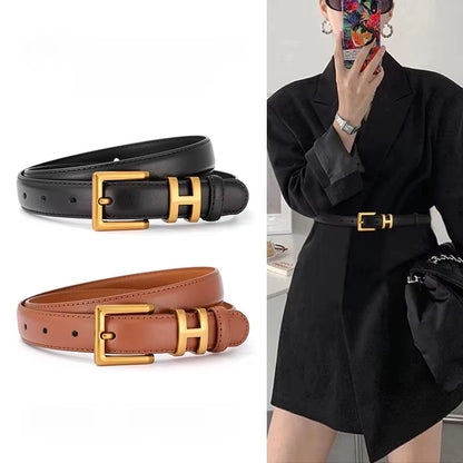 Luxury Women's Belt with Gold Buckle 