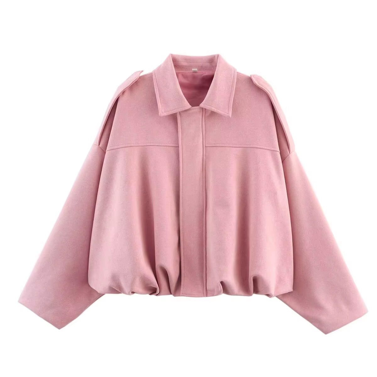 Women Suede Bomber Bubble Jacket