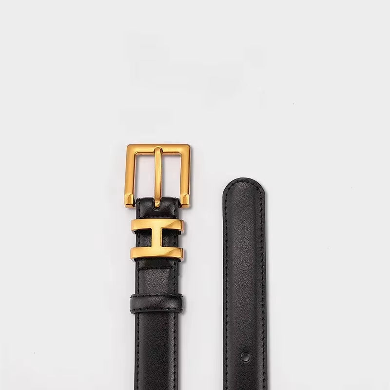 Luxury Women's Belt with Gold Buckle 