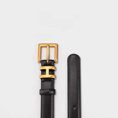 Luxury Women's Belt with Gold Buckle 