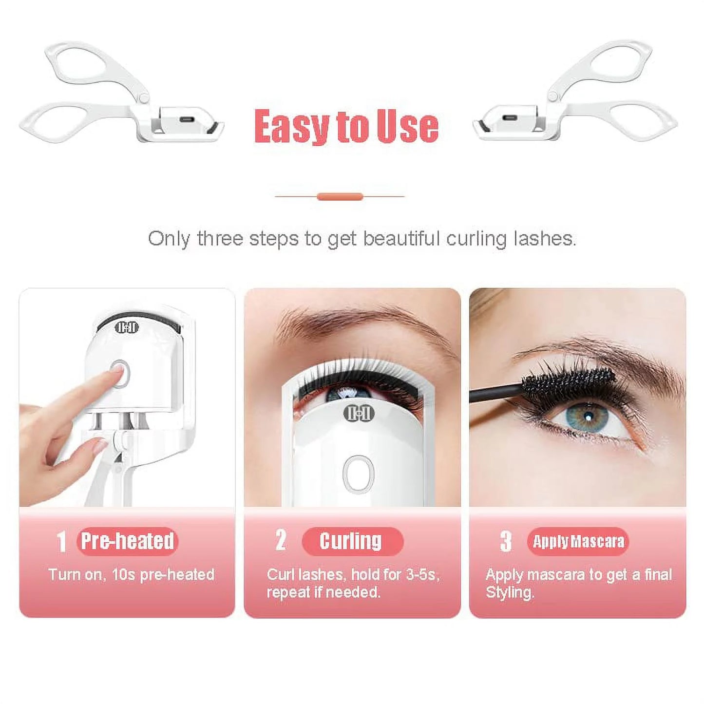 Heated Eyelash Curler for Natural Lashes 