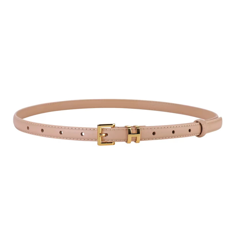 Luxury Women's Belt with Gold Buckle 