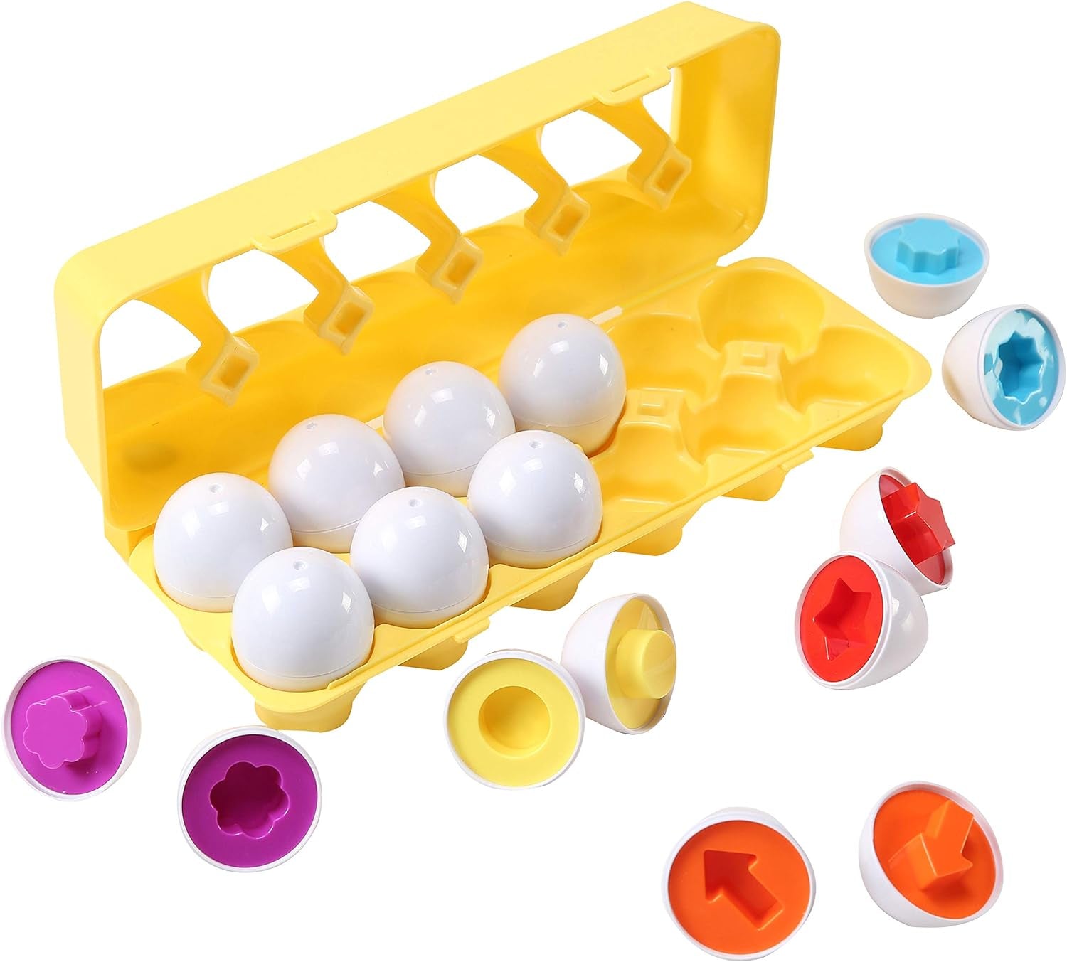Fun STEM Shape and Color Egg Matching Toy Set (12 Eggs) 