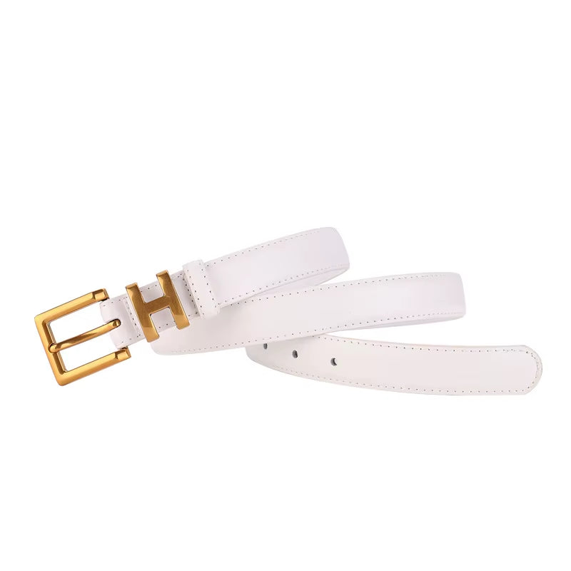 Luxury Women's Belt with Gold Buckle 