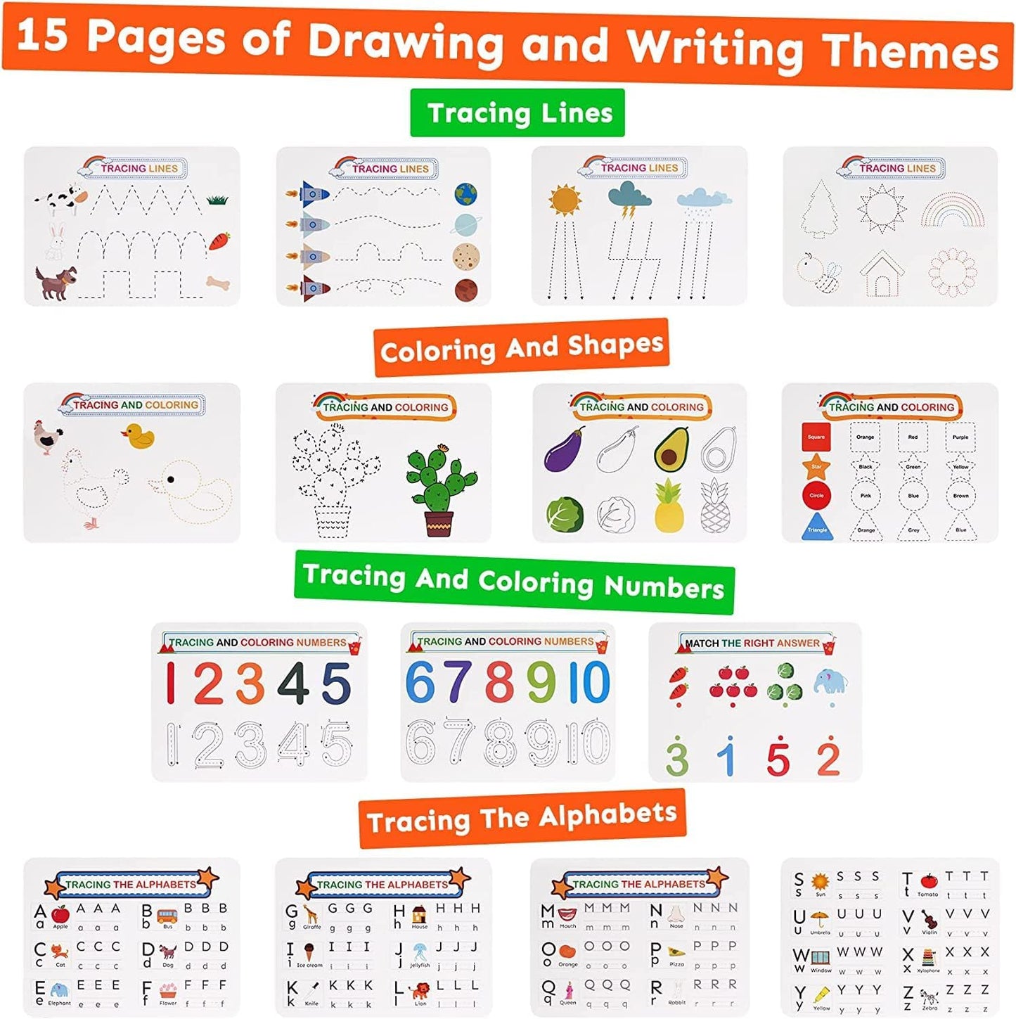Busy Book for Kids with Learning Activities, 30 Themes with 8 Markers