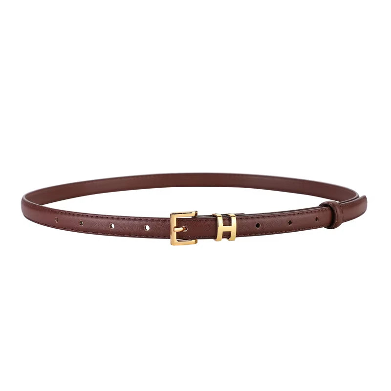 Luxury Women's Belt with Gold Buckle 