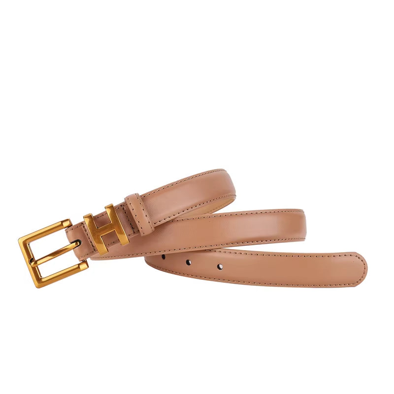 Luxury Women's Belt with Gold Buckle 