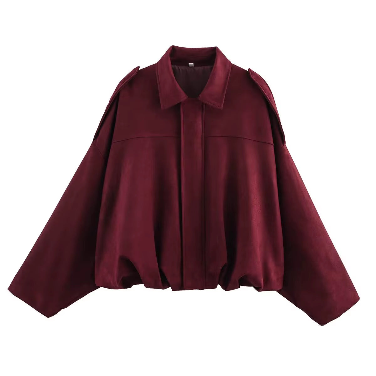 Women Suede Bomber Bubble Jacket