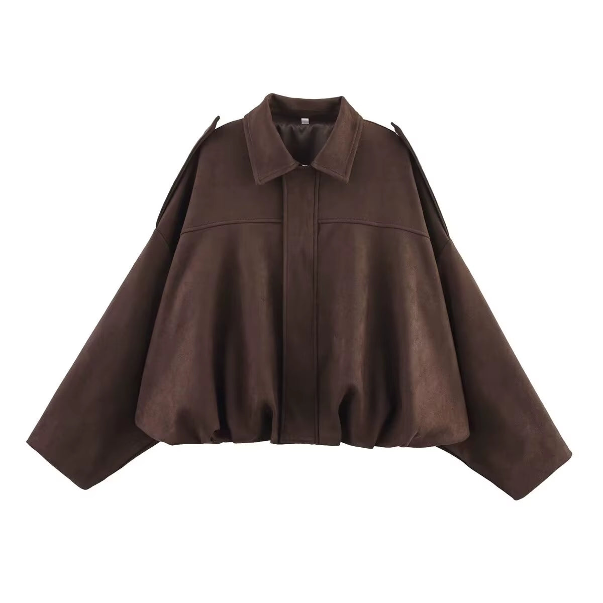 Women Suede Bomber Bubble Jacket
