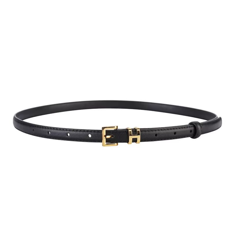 Luxury Women's Belt with Gold Buckle 