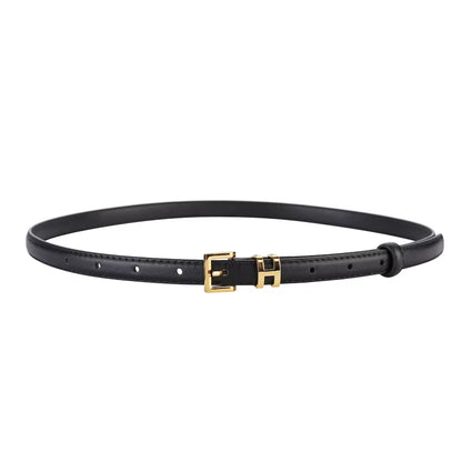 Luxury Women's Belt with Gold Buckle 