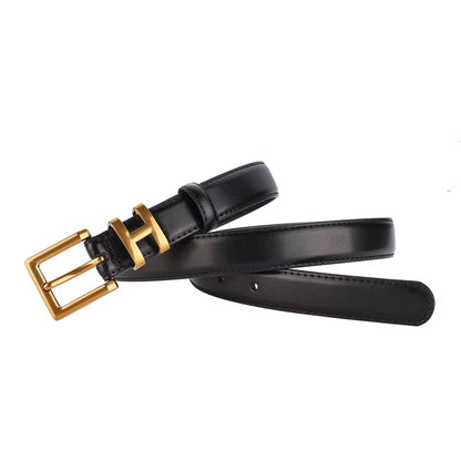Luxury Women's Belt with Gold Buckle 